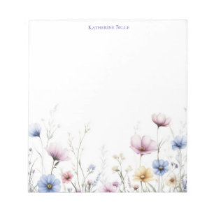 Aquarell-Blumen-Unterrand-Wildblumen Notizblock