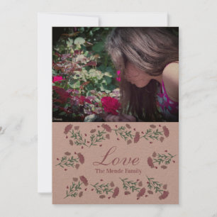 Aquarell-Blumen-Valentinstag-Herz-Fotokarte Karte