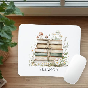 Aquarell-Blumen-Vintage-Bücher Weiblich Mousepad