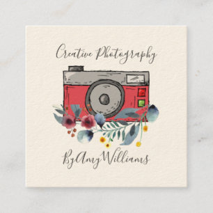 Aquarell-Blumen-Vintage-Fotografie Quadratische Visitenkarte