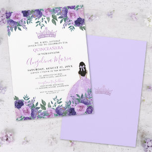 Aquarell-Blumen-Violette-Rosen-Quinceanera Einladung