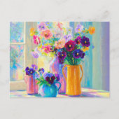 Aquarell-Blumen Violette und Rosa Stiefmütterchen Postkarte (Vorderseite)