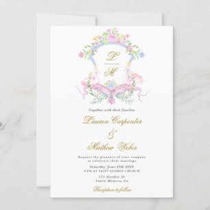Aquarell-Blumen-Wappen-Hochzeitseinladung Einladung