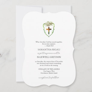 Aquarell-Blumen-Wappen-Hochzeitseinladungen Christ Einladung
