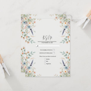 Aquarell-Blumen-Wildblumen-Frühjahrs-Hochzeit-RSVP Einladung