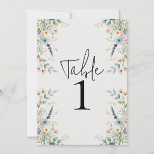 Aquarell-Blumen-Wildblumen-Frühling-Tischnummer Einladung
