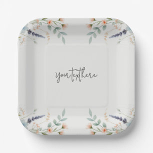 Aquarell Blumen Wildblumen Frühlings Hochzeit Pappteller