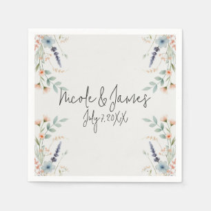 Aquarell Blumen Wildblumen Frühlings Hochzeit Serviette
