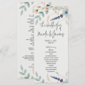 Aquarell-Blumen-Wildblumen-Hochzeitsprogramm Programm (Vorne/Hinten)