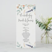 Aquarell-Blumen-Wildblumen-Hochzeitsprogramm Programm (Stehend Vorderseite)