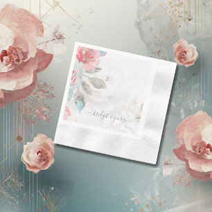 Aquarell-Blumen-Wildblumen-Rose-Pfingstrose-Hochze Serviette