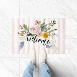 Aquarell-Blumen-Willkommen Fußmatte