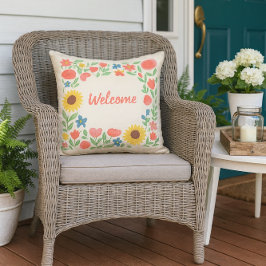 Aquarell-Blumen-Willkommen in unserem Zuhause Kissen