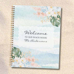 Aquarell-Blumen-Willkommens-Gästebuch Strandhaus Notizblock