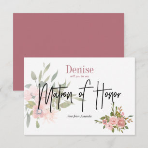 Aquarell-Blumen Wirst du meine Trauzeugin sein Einladung