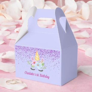 Aquarell-Blumen-Zauber-Einhorn 1. Geburtstag Geschenkschachtel