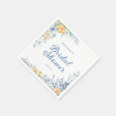 Aquarell Blumen & Zitronen Teezeremonie Party Brau Serviette (Ecke)