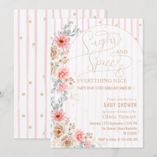 Aquarell-Blumen-Zucker und Gewürz Babyparty Einladung