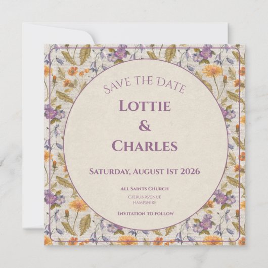 Aquarell-Blumen zur Speicherung des Datums Save The Date (Vorderseite)