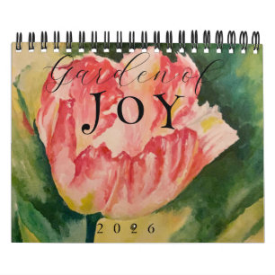 Aquarell-Blumen Zweiseiten-12-Monats-Kalender Kalender