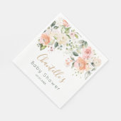 Aquarell Blumenapricot Rosa Rosen Babydusche Serviette (Ecke)