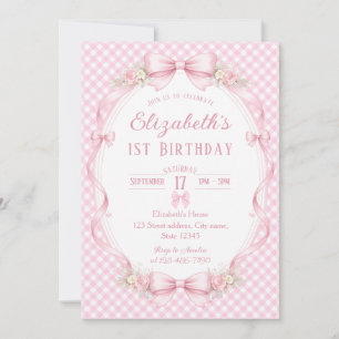 Aquarell-Blumenband Elizabeths 1. Geburtstag Einladung