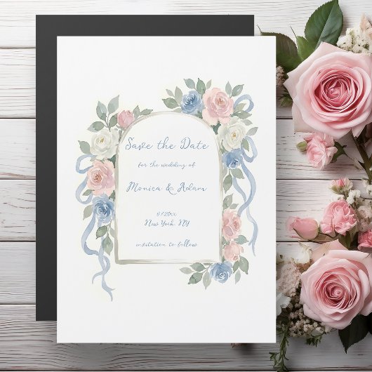 Aquarell-Blumenbogen Save-the-Date Magnetkarte