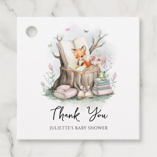 Aquarell Blumenbücher Kinderdusche Danke Geschenkanhänger (Vorderseite)