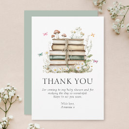 Aquarell Blumenbücher Kinderdusche Dankeskarte