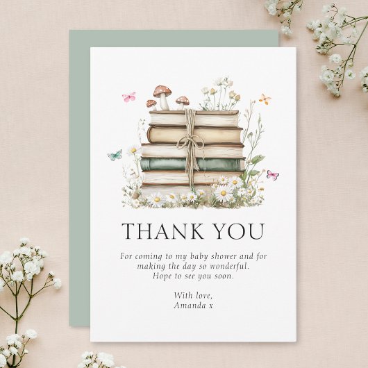 Aquarell Blumenbücher Kinderdusche Dankeskarte