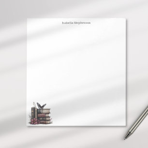 Aquarell-Blumenbücher und Schmetterling Notizblock