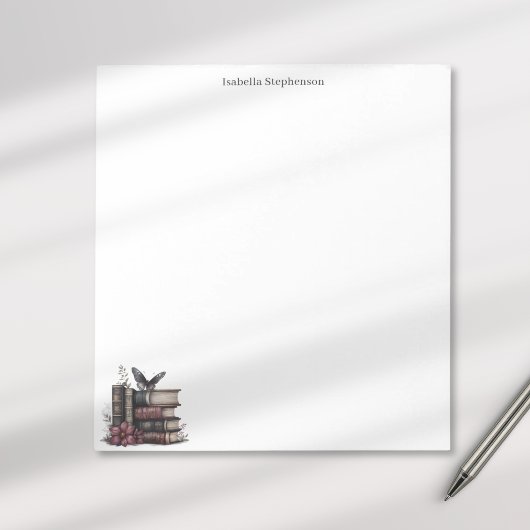 Aquarell-Blumenbücher und Schmetterling  Notizblock