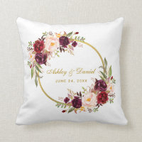 Aquarell-Blumenburgunder-Kranz-Goldhochzeit