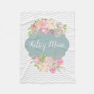 Aquarell-Blumendecke Fleecedecke