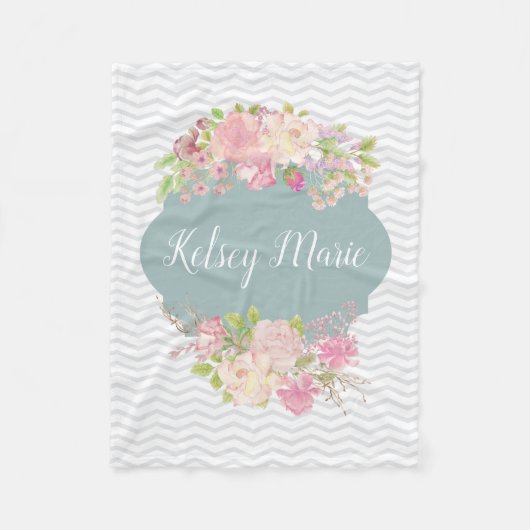 Aquarell-Blumendecke Fleecedecke (Vorderseite)