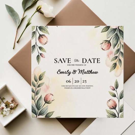 Aquarell-Blumendesigner Save the Date