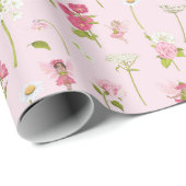 Aquarell-Blumenfee Geschenkpapier (Rolleneckpunkt)