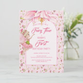 Aquarell-Blumenfee-Mädchen-Geburtstag Einladung (Stehend Vorderseite)