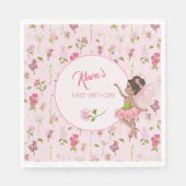 Aquarell-Blumenfee-Mädchen-Geburtstag Serviette (Vorderseite)