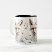 Aquarell-Blumenfuchs Zweifarbige Tasse (Vorderseite Links)