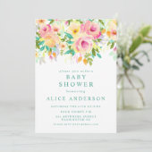 Aquarell Blumengarten Babydusche Einladung (Stehend Vorderseite)