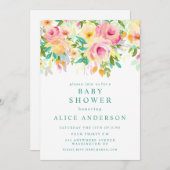 Aquarell Blumengarten Babydusche Einladung (Vorne/Hinten)