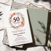 Aquarell Blumengarten Grüne 50. Hochzeit Einladung