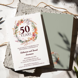 Aquarell Blumengarten Grüne 50. Hochzeit Einladung