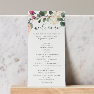 Aquarell-Blumengarten. Grünzeug-Hochzeit Programm