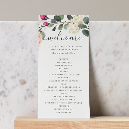 Aquarell-Blumengarten. Grünzeug-Hochzeit Programm