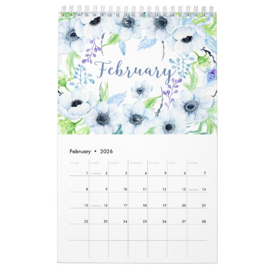 Aquarell-Blumengarten-Kalender Kalender (Feb 2026)