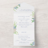 Aquarell Blumengarten Party Wappen Hochzeit All In One Einladung (Innen Boden)