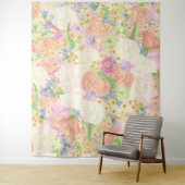 Aquarell Blumengarten Party Wappen Hochzeit Wandteppich (Beispiel)