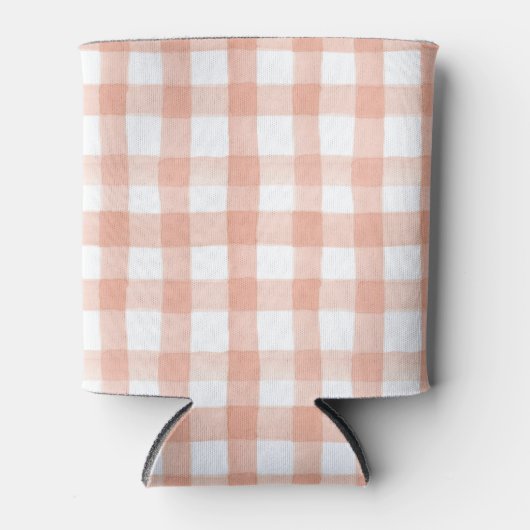 Aquarell Blumengarten Party Wappen Peach Gingham Dosenkühler (Vorderseite)